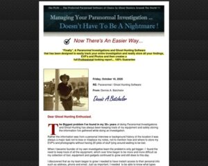 Paranormal Investigations and Ghost Hunting Software that has been designed to easily track your entire investigation